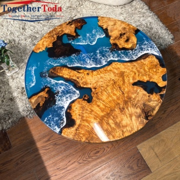 American Walnut Wood Epoxy Resin River Table Top Dining Coffee Table for Home Living Room Furniture Decoration