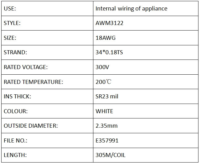 Silicone braid wire UL3122 18