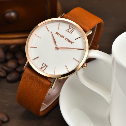 3atm stainless steel back genuine leather men watch