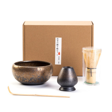 Japanese Matcha Tea Set with Ceramic Bowl and Whisk Color Box