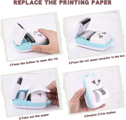 Mini Pocket Printer: Portable Thermal Printer with Bluetooth for Kids, Compatible with Android and iOS