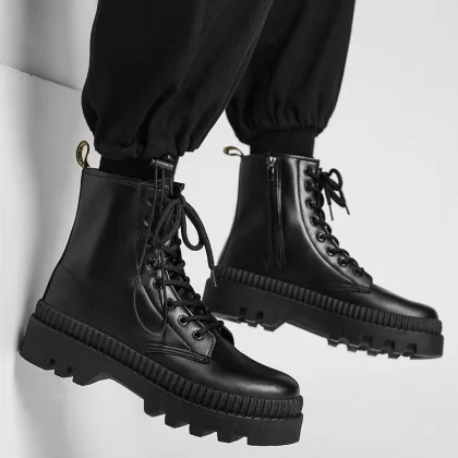 Men's Big Bull Leather Upper High Top Casual Boots