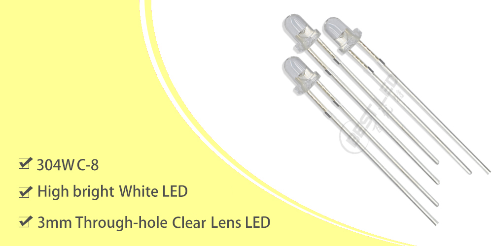 304WC-8 3mm white led Clear