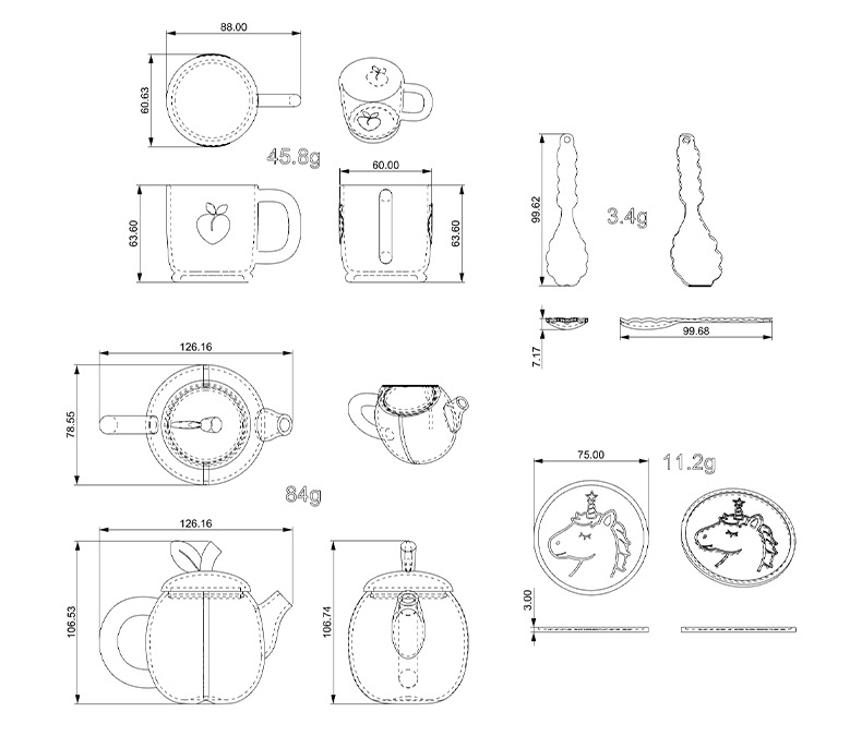 silicone tea pot set toy MFZ-G029