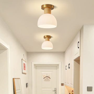 Nordic Simple Log Wood Metal Corridor Ceiling Lamp