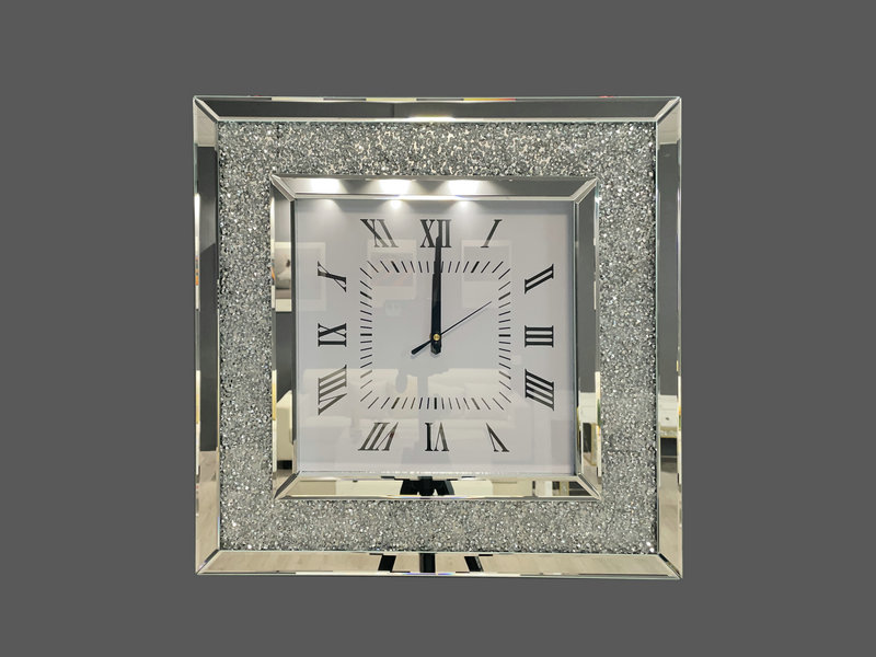 Horloge de paillettes en miroir carré