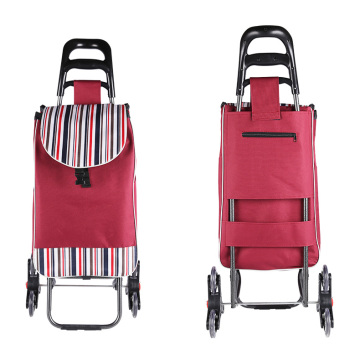 Waterproof Heavy Duty Foldable Rubber Tri-Wheel Shopping Cart for Stairs