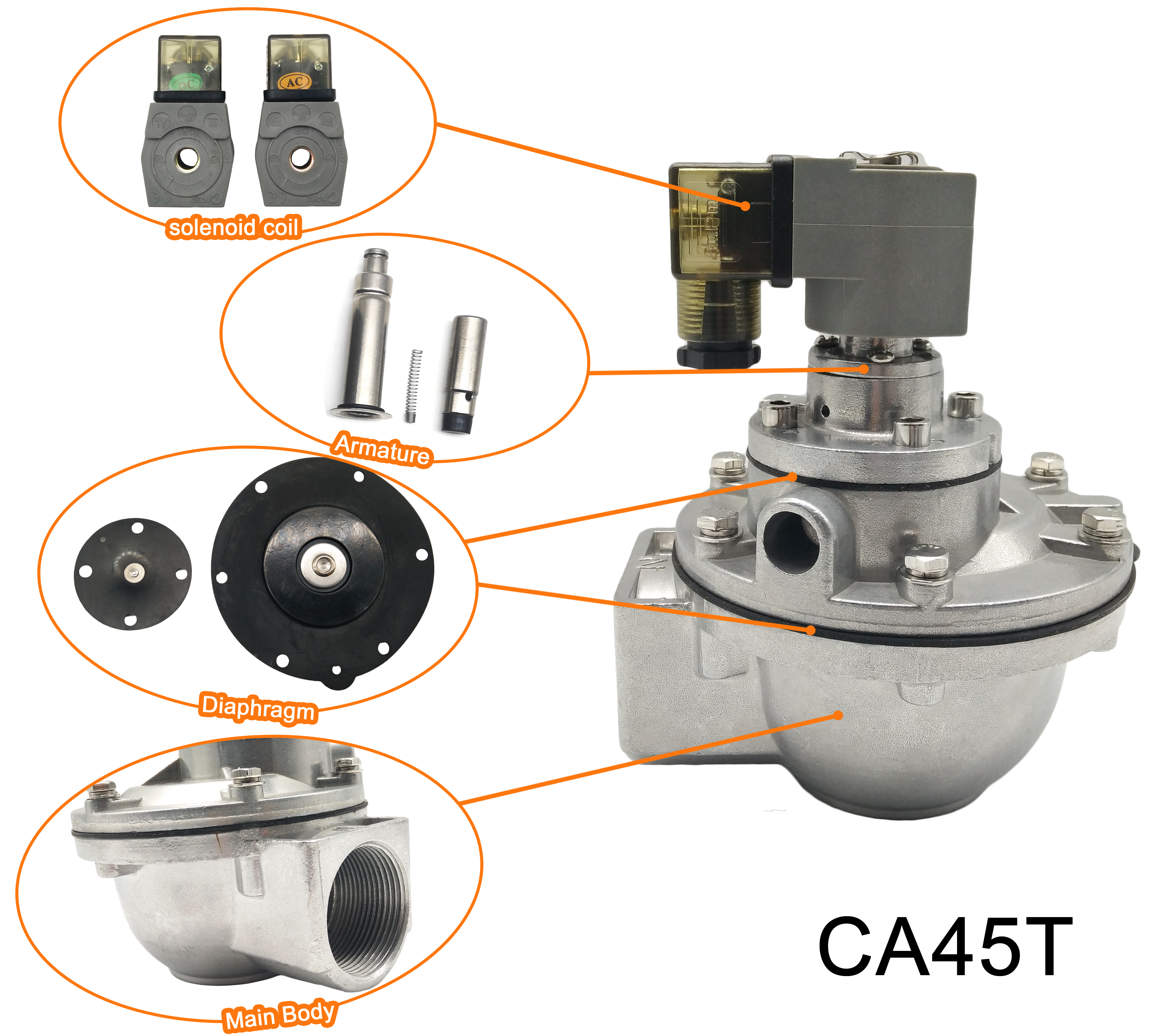 Deconstruction of CA45T Right Angle Solenoid Pulse Valve: