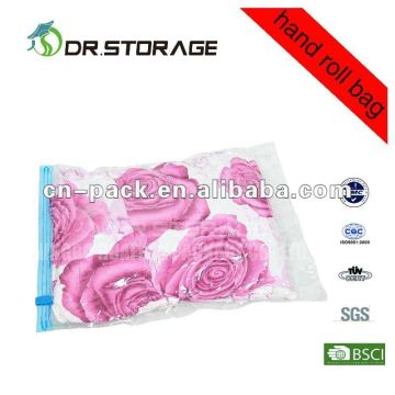 Hand Roll Style PA+PE travel vacuum compressed storage bags
