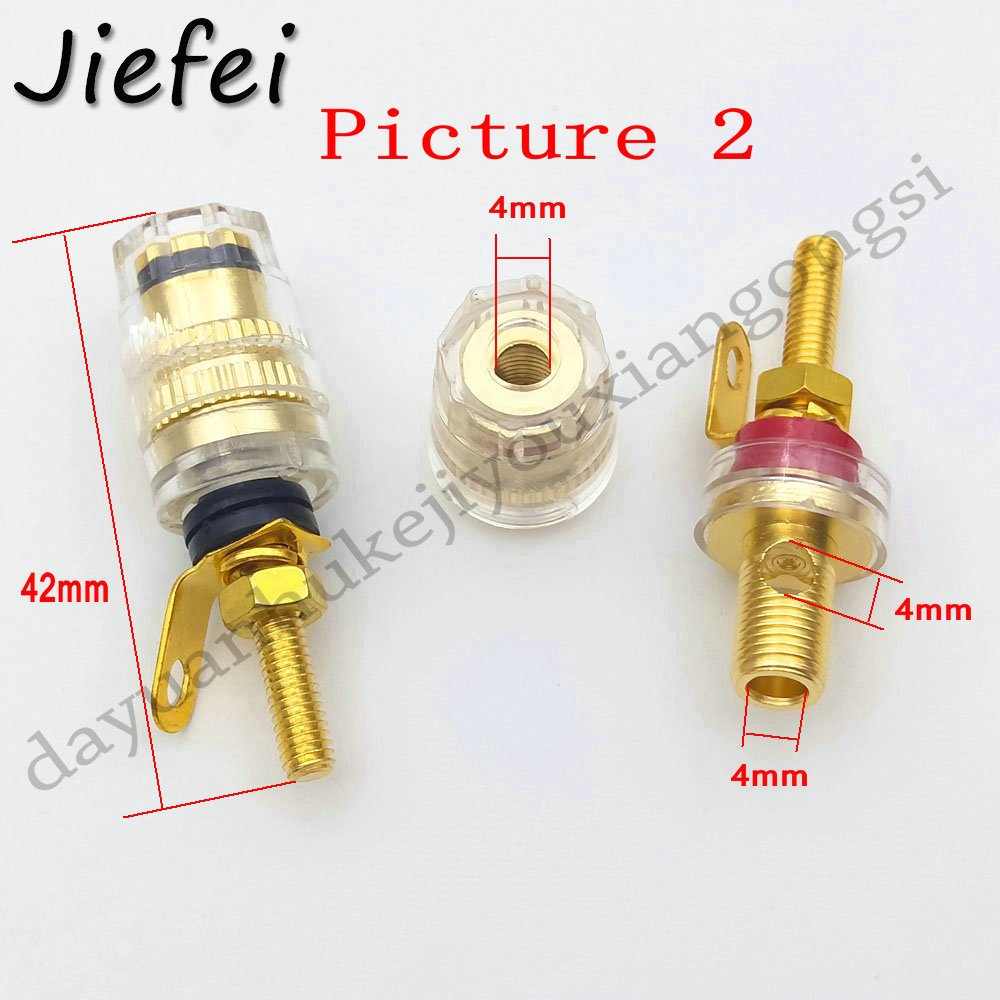 2pcs Long Binding Post adapter Crystal Shell Speaker Amplifier Audio Plug Match 4mm Banana Plug Terminals