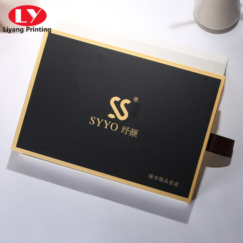 cosmetic black kraft paper sliding drawer box packaging