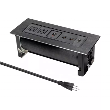 Aluminum Alloy Hidden Mount Office Desk Rotary Power Outlet