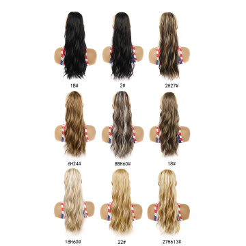 Alileader Top Grade Long Curly Ponytail Heat Resistant Fiber Water Wavy Ponytail Synthetic Clip In Hair Extension