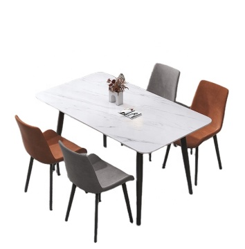 Luxury Modern Marble Dining Table Set - Metal Construction for Kitchen or Hotel Use