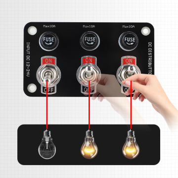 12V 24V 3 Gang With Fuse Control Automotive Car Marine Boat RV Camper Bus Toggle Metal Switch Panel