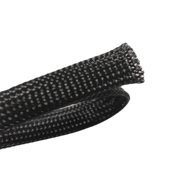 Black customizable flame resistant PET braided cable sleeve