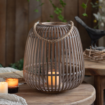 Porta di candele in bambù in stile cinese per decorazioni per soggiorno