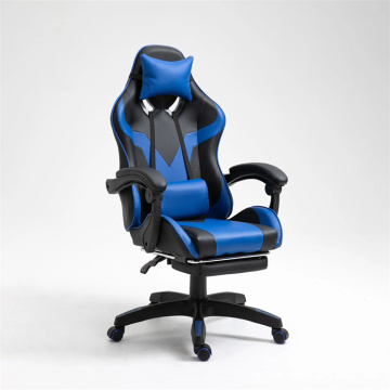 Customizable PU Leather Blue and Black Swivel Gaming Chair with Massage Functionality and Foldable Design - Best Price