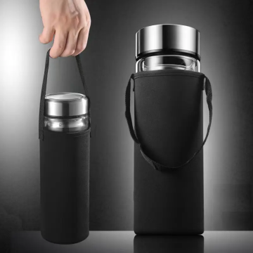 Doppelwandborosilikatglaswasserflasche mit Infuser