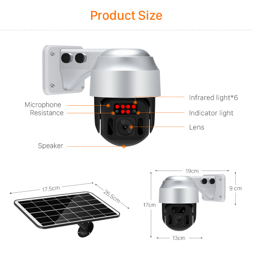 Cámara de seguridad del panel solar monitor inteligente