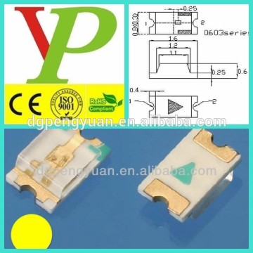 yellow color 0603 smd led diode CE&ROHS
