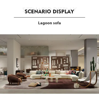 Stylish LAGOON Fabric Sectional with Curved Elegance