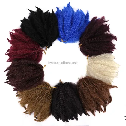 AliLeader Marley Hair Afro Kinky Curly Crochet Hair 8 Inch Marley Twist Ombre Synthetic Marley Braids Hair Extensions For Women
