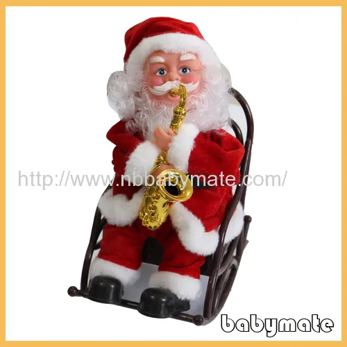 Playing Saxophone On Chair Santa Claus 