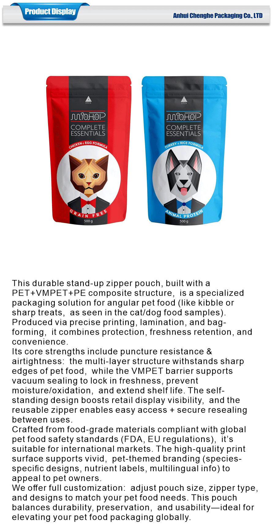 reusable pet food zipper bags