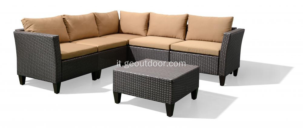 Set divani in vimini PE in alluminio