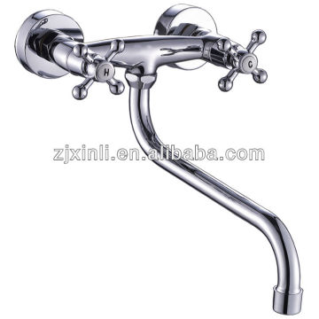 High Quality Dula Handle Brass Kitchen Faucet, Polish and Chrome Finish