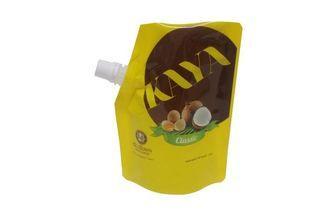 Custom Yellow Liquid Spout Bags With Low Smell PET , NY , P