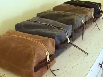 Custom high quality waxed canvas toiletry bag