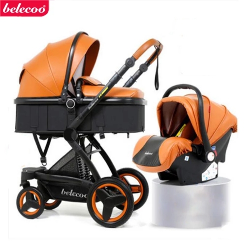 Belecoo Luxury Baby Stroller 2 in 1 Carriage High Landscape Pram Suite for Lying and Seating