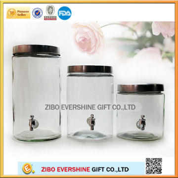 5L 8L glass jumbo jar with tap drink dispenser
