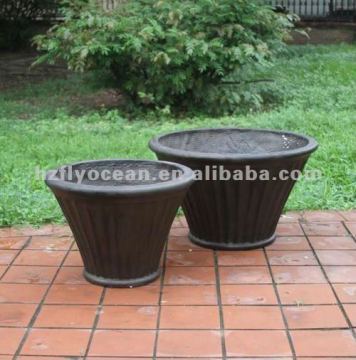 FO-9212 Sandstone garden pot,fiber clay plant container,antique design flower pots