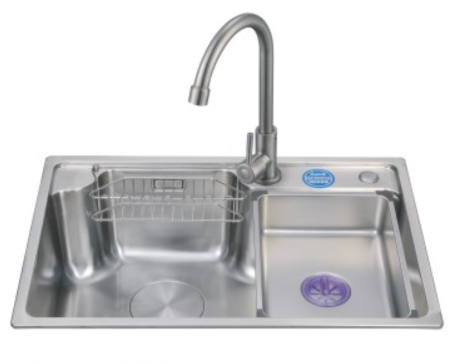 Pia moderna de bacia única com design multifuncional