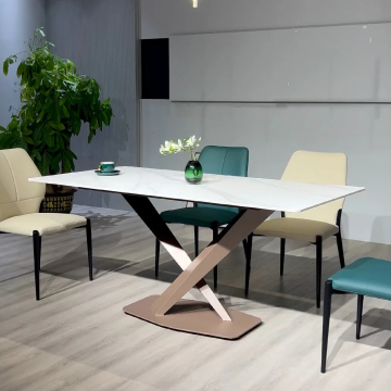 Modern Luxury Slate Dining Table and Chair Set for Home Apartments