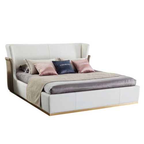 Cama de couro moderno de luxo leve