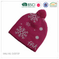 Acrylic Jacquard Knit Pompom Hat