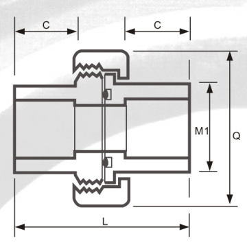 ASTM SCH80 UPVC Union Color gris oscuro