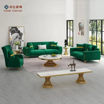 Nordic Green Velvet Lounge Sofa Set
