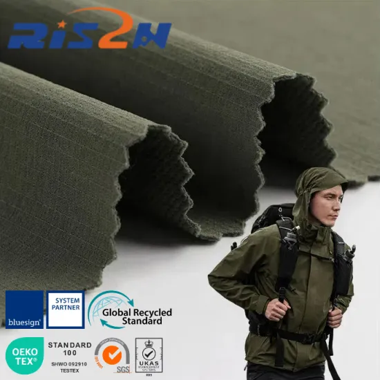 Waterproof 92% Nylon 8% Spandex Ripstop Stretch Fabric for Mountaineering and Hiking