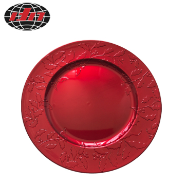 Holly Design Plastic Plate With Metallic Finish