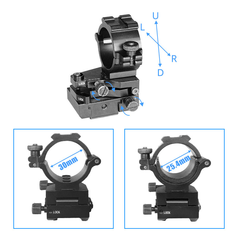 High Quality 25.4mm Ring Tactical Laser Sight Flashlight Rifle Scope Mount Adjustable Elevation Windage for 20mm Rail System