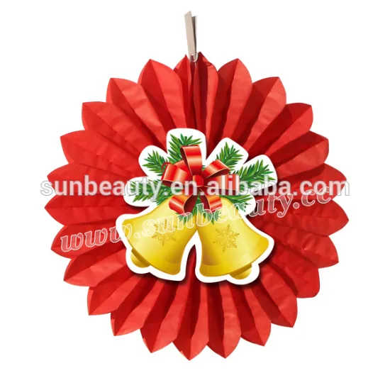 Christmas decoration paper fan for wall hanging decoration