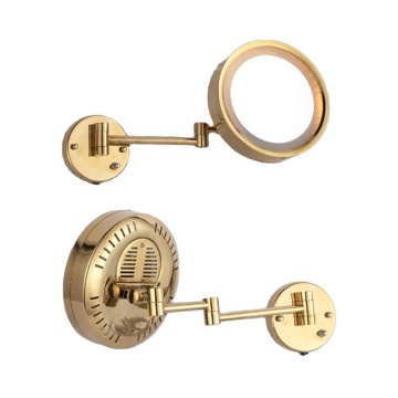 Fyeer Single Side Gold Plated Wall Makeup Mirror with LED Light