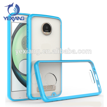 Color TPU PC Acrylic Hard Back Cover Transparent Clear Cell Phone Case For moto z play