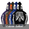 Winter Personality Skull Pattern Zipper Warm Hooded Coat