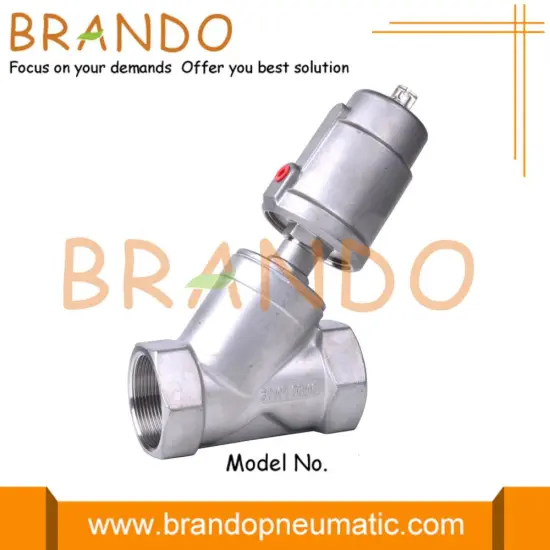 2'' DN50 PN16 Pneumatic Threaded Angle Seat Valve